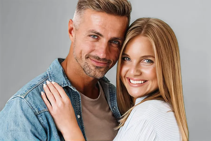 Skin-and-Hair-Peptides-Clinic A middle-aged couple with nice skin and full hair. Schedule Skin and Hair Peptide Treatment from Blessed Beauty Boutique in Greater Phoenix.